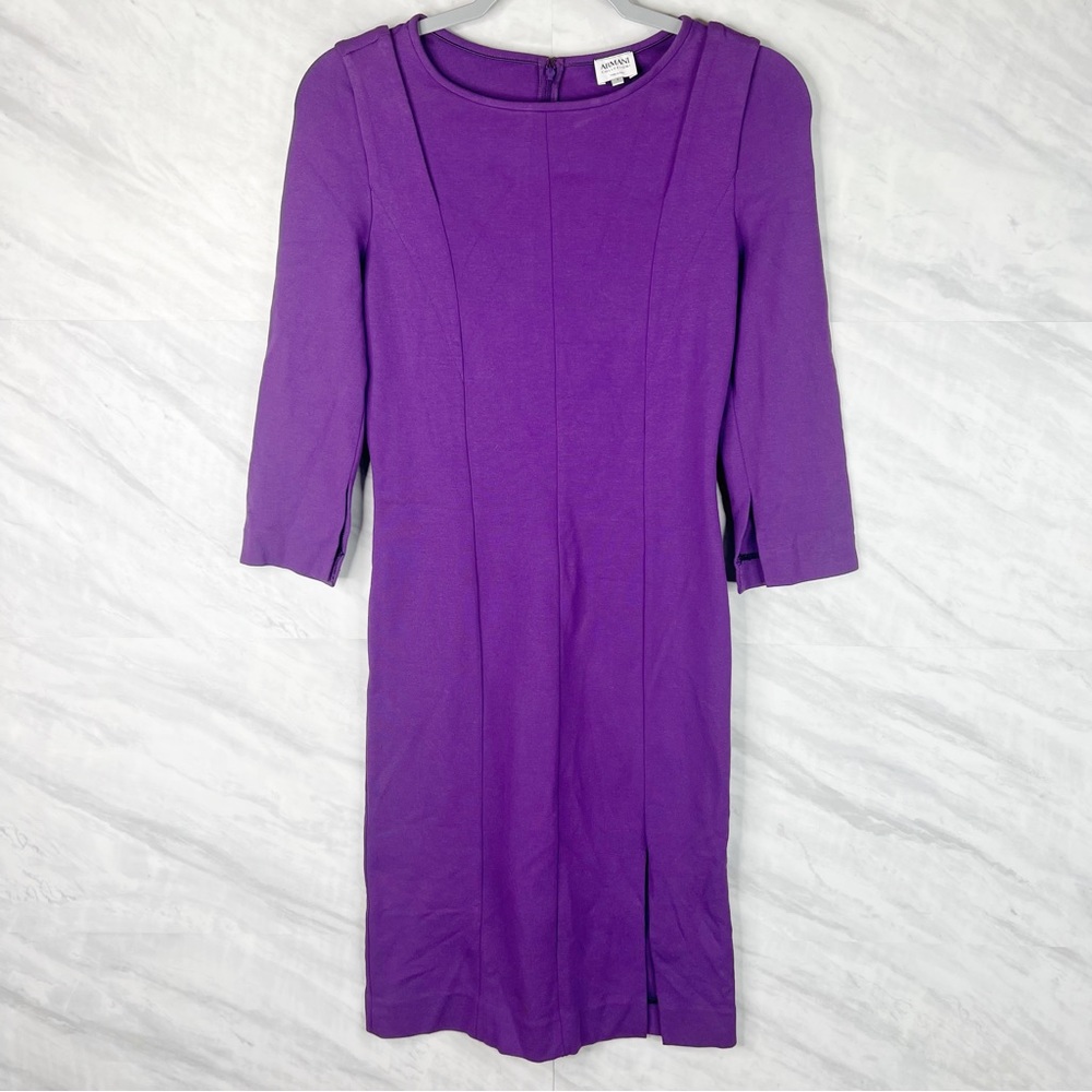 Armani Collezioni Bracelet-Sleeve Purple Dress 4